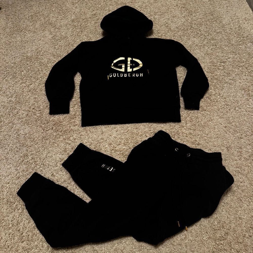Goldbergh Sweatshirt and Sweatpants Joggers Set Black Gold Size XS